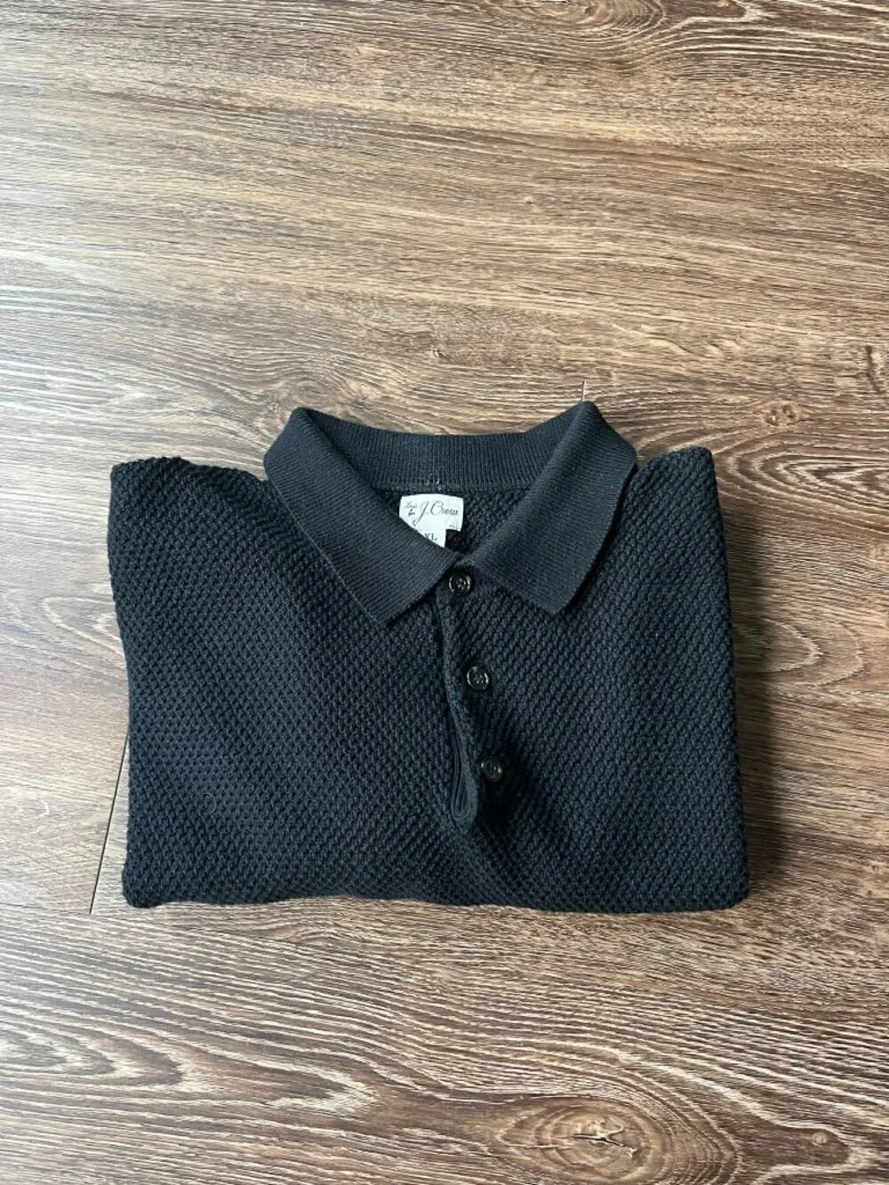 J. Crew Short sleeve cotton seed stitch sweater polo Sz XL Black
